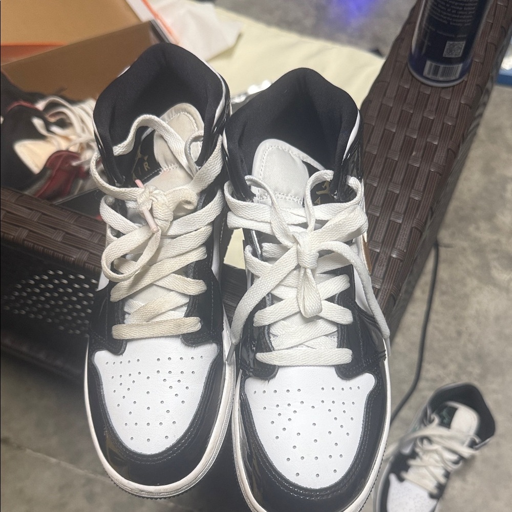 Kids Black and White High-Top Sneakers